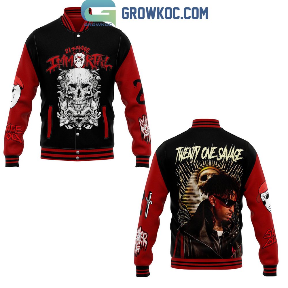21 Savage Immortal Varsity Jacket – Stylish Streetwear With Skull Graphic Design
