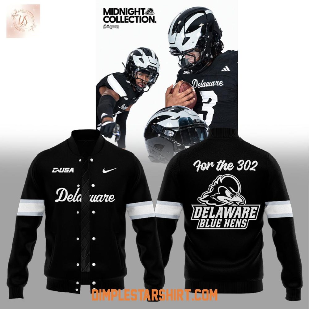 Delaware Blue Hens Fightin Midnight For The 302 Baseball Jacket
