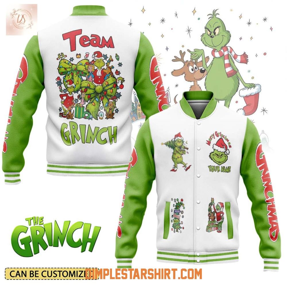 The Grinch Team Happy Holiday Christmas Baseball Jacket