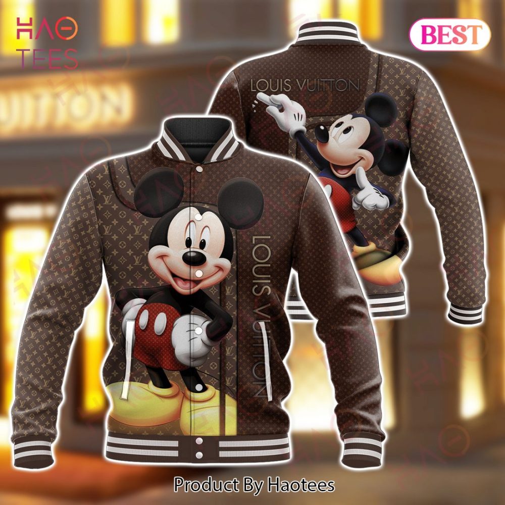 Mickey Mix Lv Fashion Varsity Jacket Limited Edition