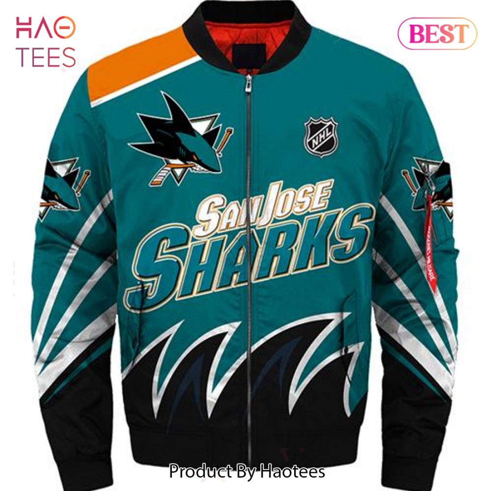 New Fashion   San Jose Sharks Bomber Jacket Style Winter Coat Gift For Men
